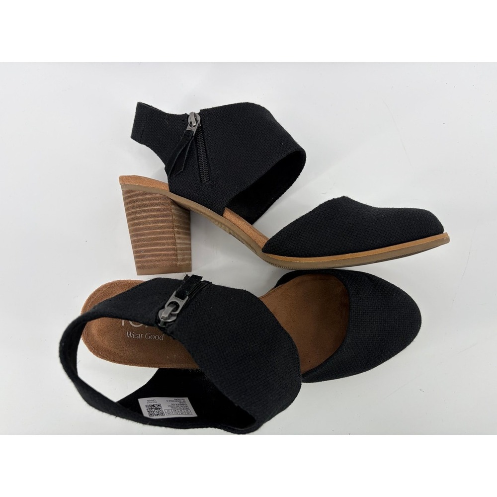 TOMS Majorca Sandal, Black Slingback Side Zip Closed Toe Block Heel, Sz 10 - Picture 5 of 9